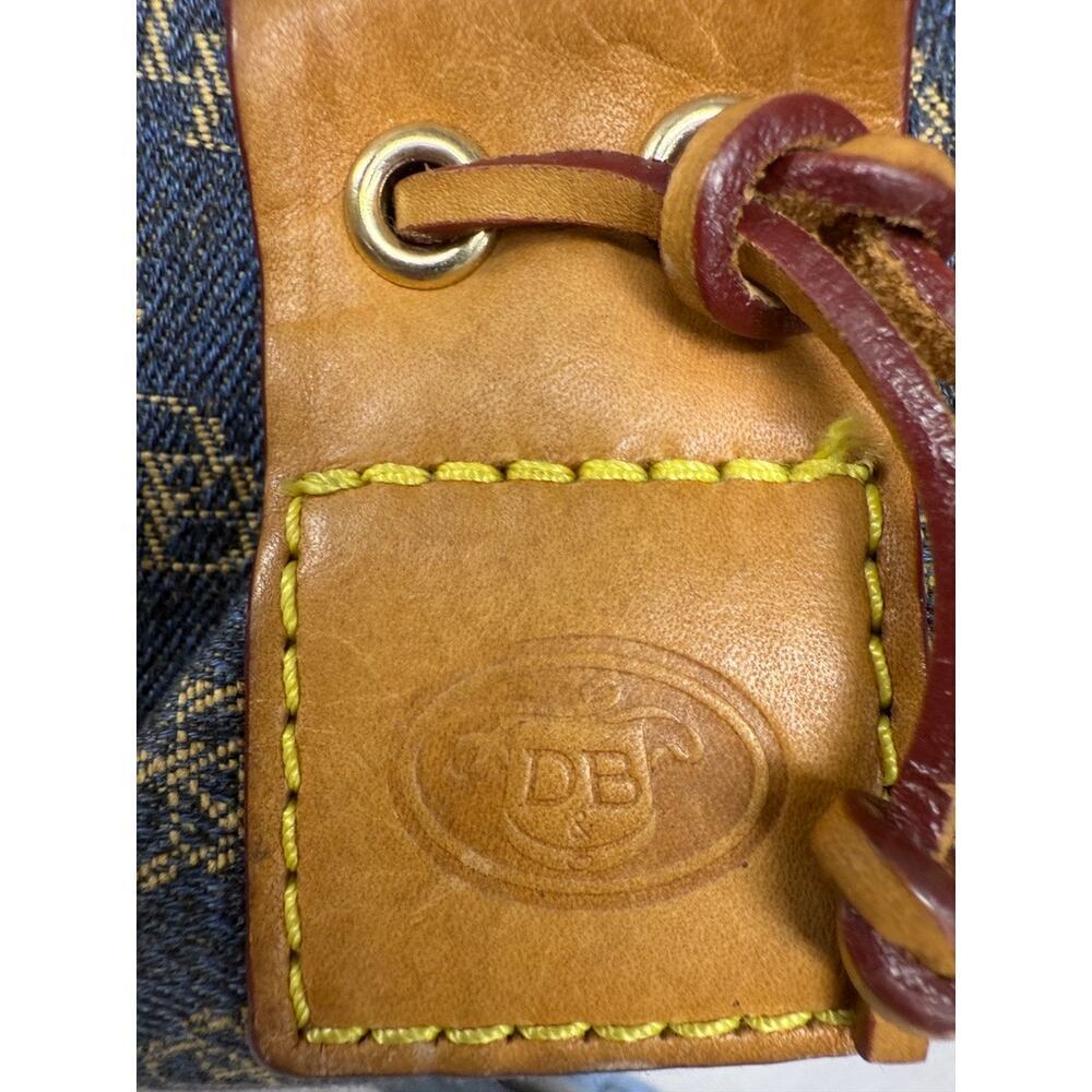 VTGDooney & Bourke Monogram Logo Shoulder Bag Matching Pouch Navy Canvas Leather - Picture 14 of 15